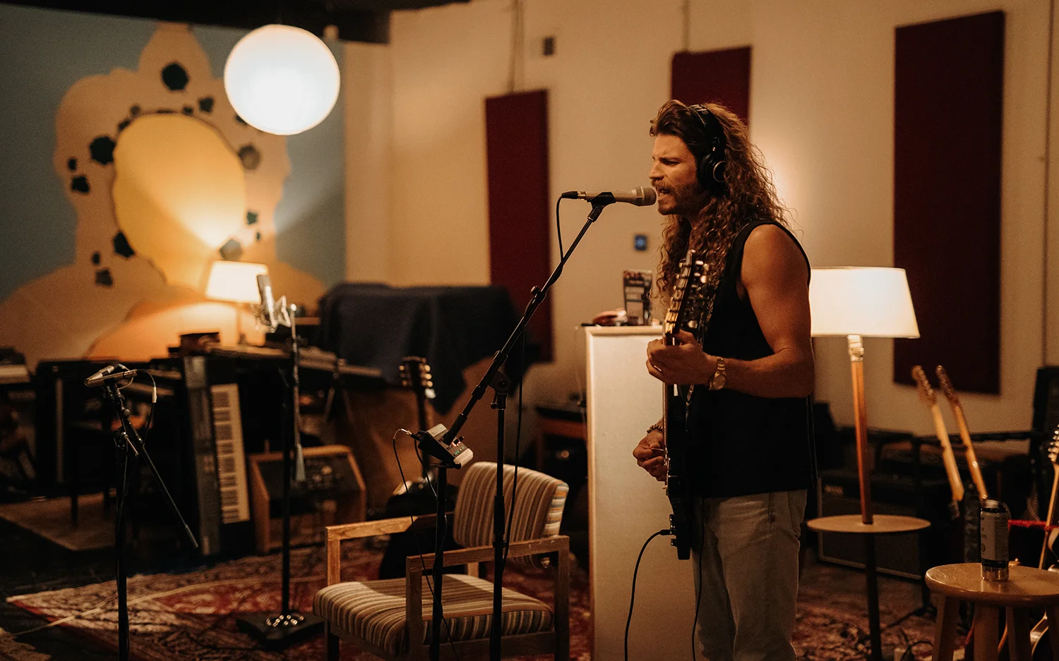 Andy Thomas recording at Spacebomb Studios